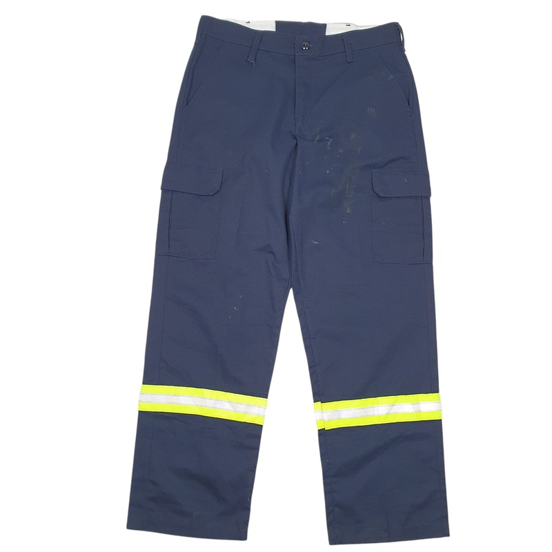 Mens Red Kap Workwear Utility Reflective Navy Cargo Cotton  Trousers Mens W34 L32
