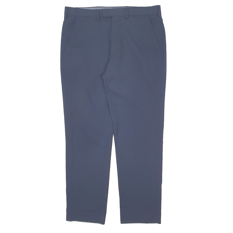 Mens M&S Navy Formal Polyester  &  Wool  Trousers Mens W34 L31