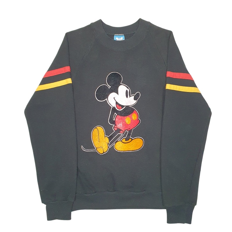Disney Vintage Made In USA Raglan Mickey Mouse Crewneck Cotton Blend Sweatshirt Jumper Womens S