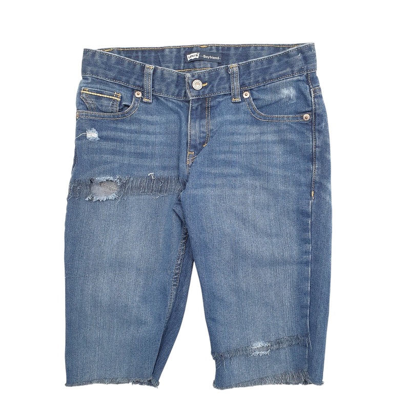 Levis Distressed Stretch Fit Blue Denim Jeans Cotton Blend Shorts Womens W28
