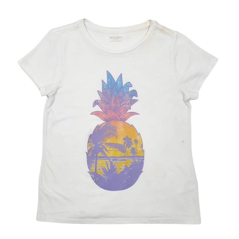 Old Navy Pineapple Tropical Short Sleeve Cotton T Shirt Womens XS