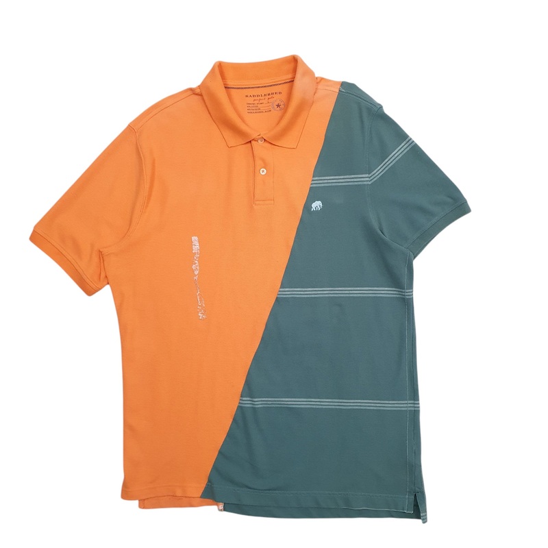 Saddlebred Reworked Short Sleeve Cotton Blend Polo Shirt Mens L