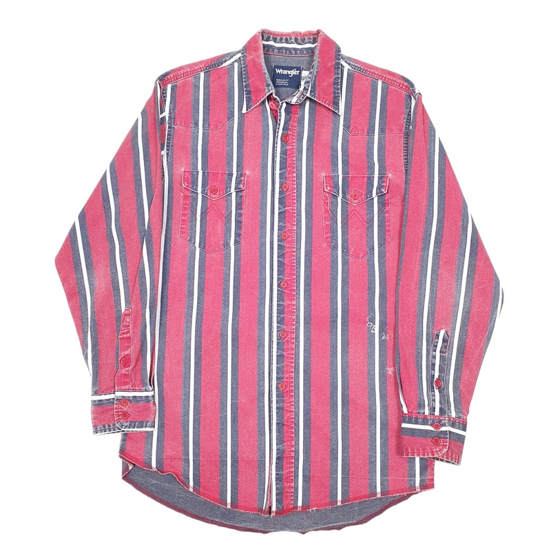 Wrangler Vintage Western X Long Tails Long Sleeve Regular Fit Striped Cotton Shirt Mens M