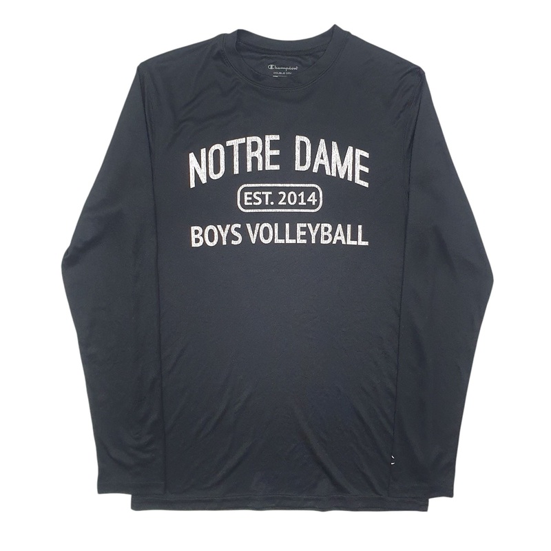 Champion Double Dry Active Wear Notre Dame Long Sleeve Polyester T Shirt Mens S