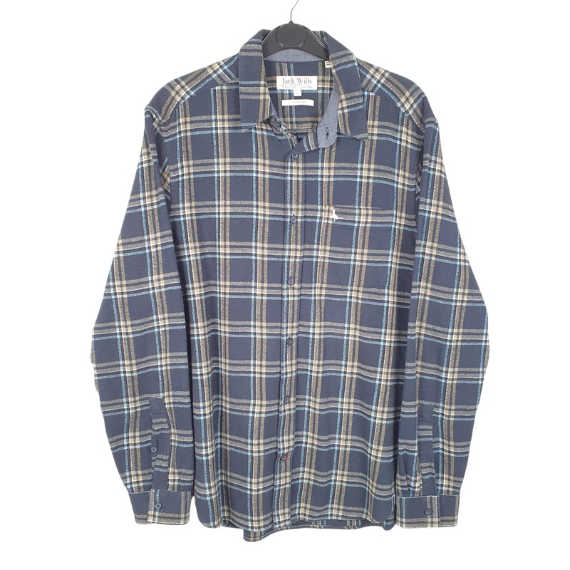 Jack Wills Flannel Overshirt Shacket Long Sleeve Regular Fit Check Cotton Shirt Mens M