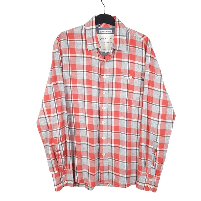 Quba & Co Spinnaker Long Sleeve Regular Fit Check Cotton Shirt Mens M