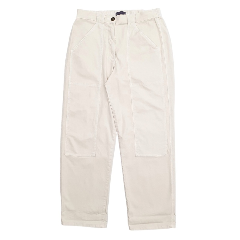 Womens M&S Stretch Fit Cream Chino Cotton Blend  Trousers Womens UK12