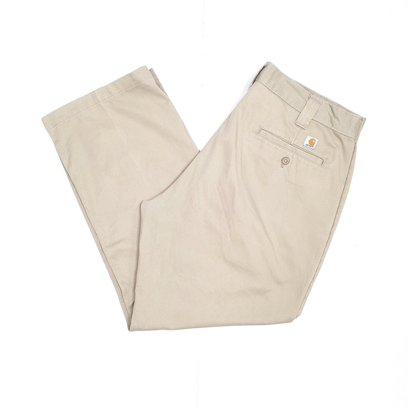 Mens CARHARTT Blended Twill Khaki Chino Workwear Trousers W36 L28
