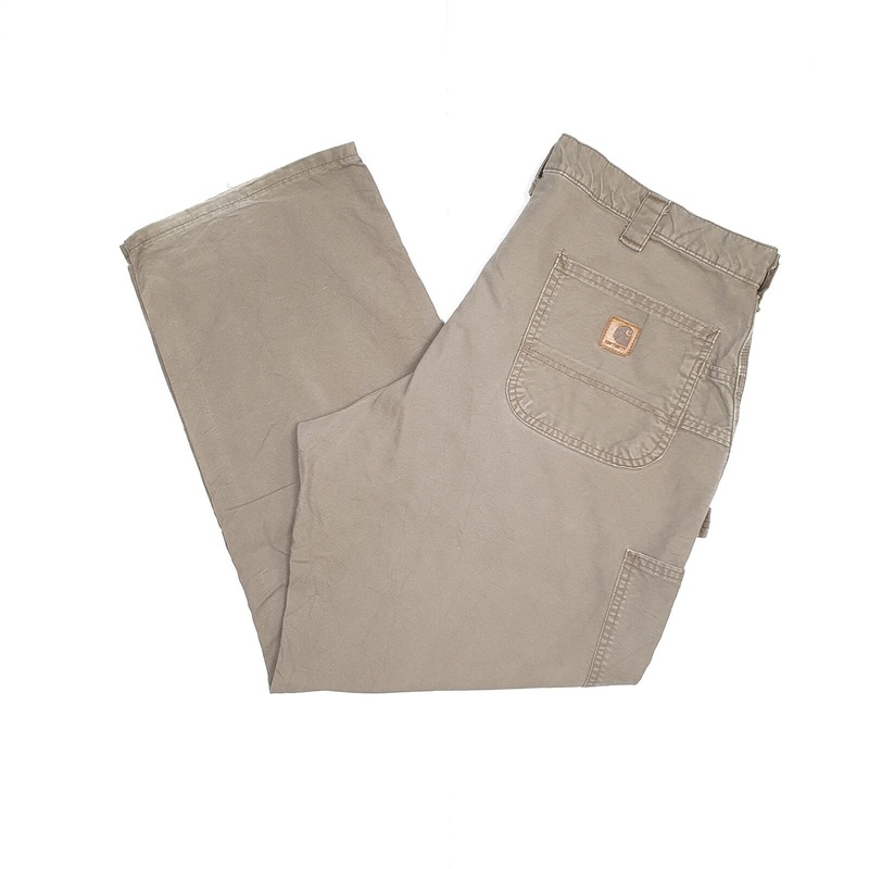Mens CARHARTT Canvas Work Khaki Carpenter Workwear Trousers W38 L30