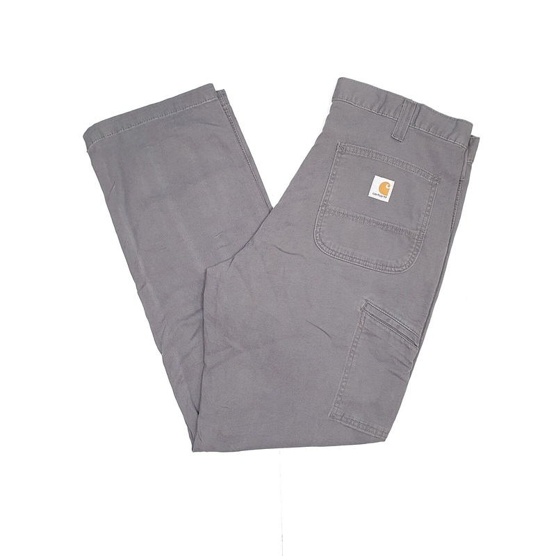 Mens CARHARTT Rugged Flex Rigby Grey Dungaree Workwear Trousers W36 L32