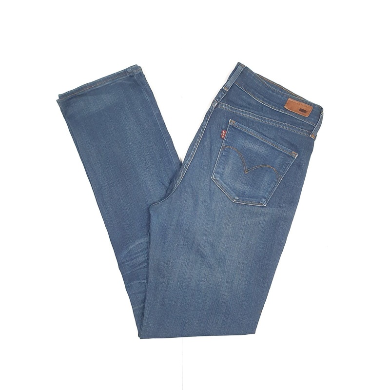 Womens LEVI'S Demi Curve Straight Leg  Blue Denim Jeans Trousers UK16