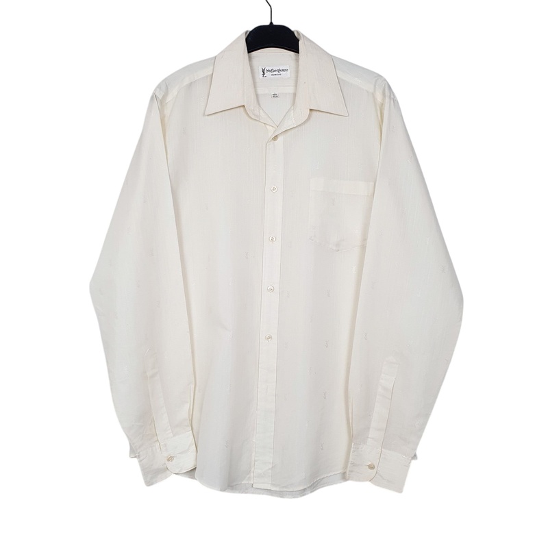 Yves Saint Laurent Sheer Long Sleeve Regular Fit Cotton  &  Polyester Shirt Mens M