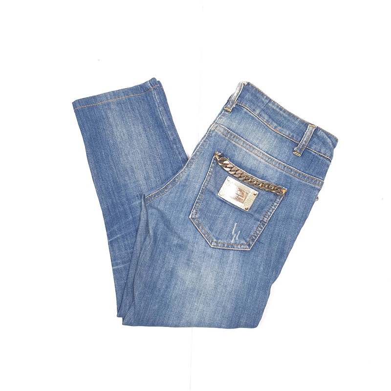 Elisabetta Franchi Chain Link Slim Fit Short Leg Jeans UK8