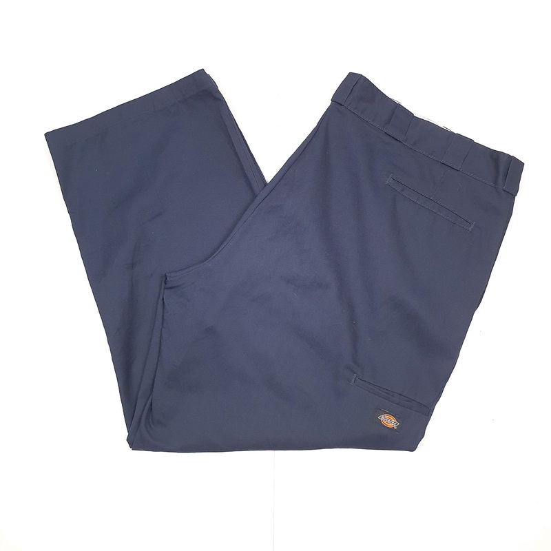 Mens Dickies Double Knee Workwear Loose Fit Navy Chino Trousers W48 L29
