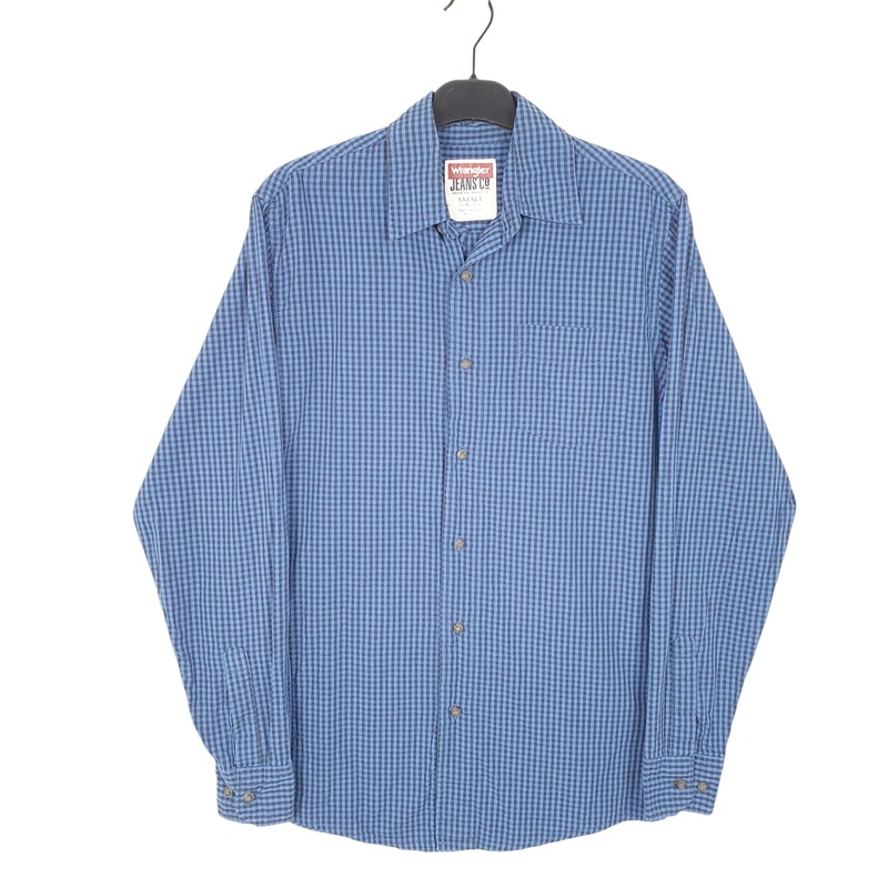 Wrangler Long Sleeve Regular Fit Gingham Cotton Shirt Mens S