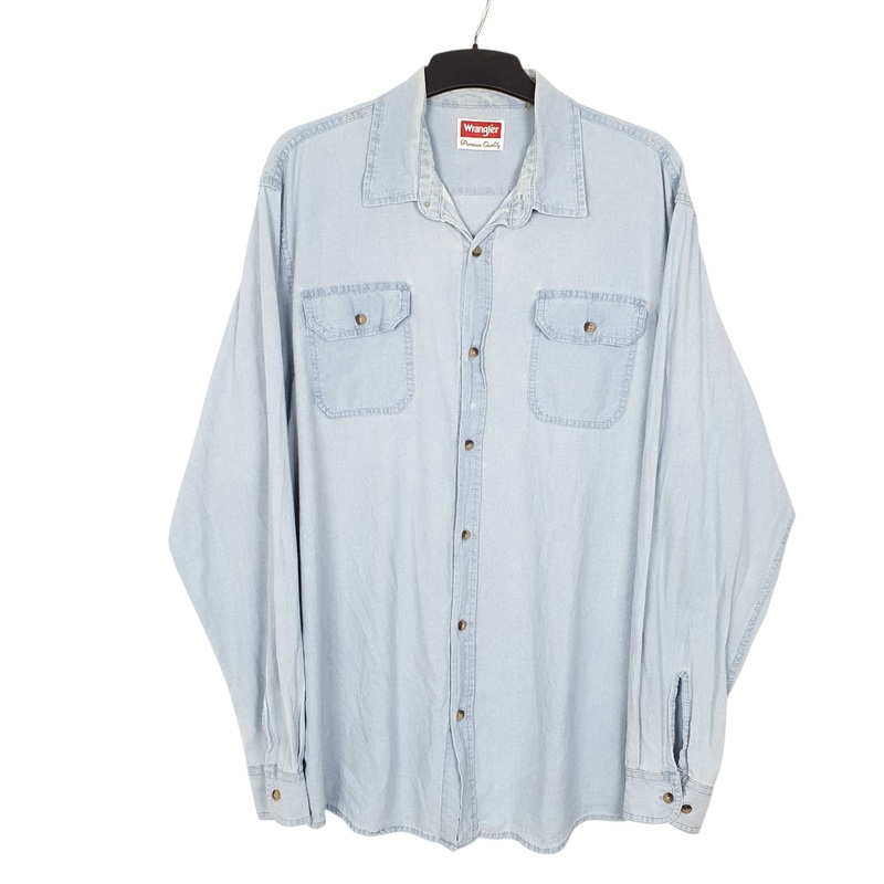 Wrangler Tall Chambray Long Sleeve Regular Fit Cotton Shirt Mens L