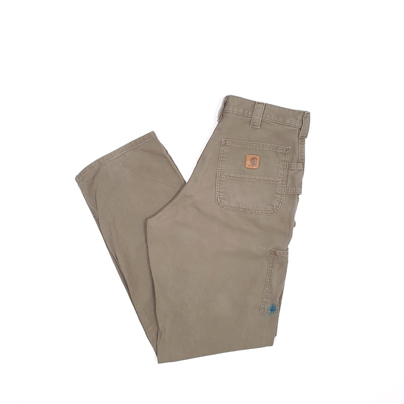 Mens Carhartt Light weight Khaki Carpenter Trousers W32 L34