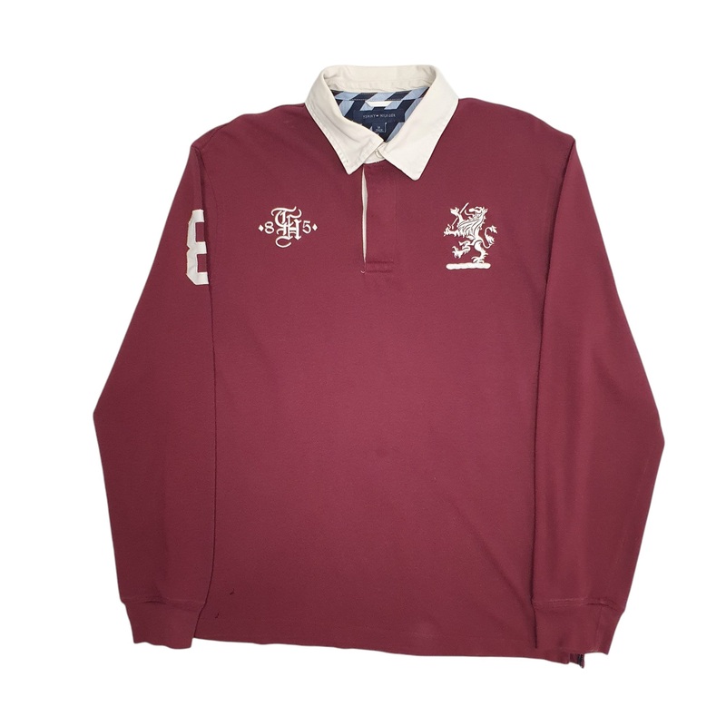 Tommy Hilfiger Rugby Long Sleeve Cotton Blend Polo Shirt Mens M