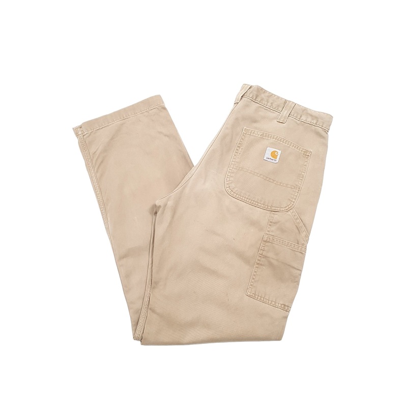 Mens Carhartt Light Weight Beige Carpenter Trousers W36 L32