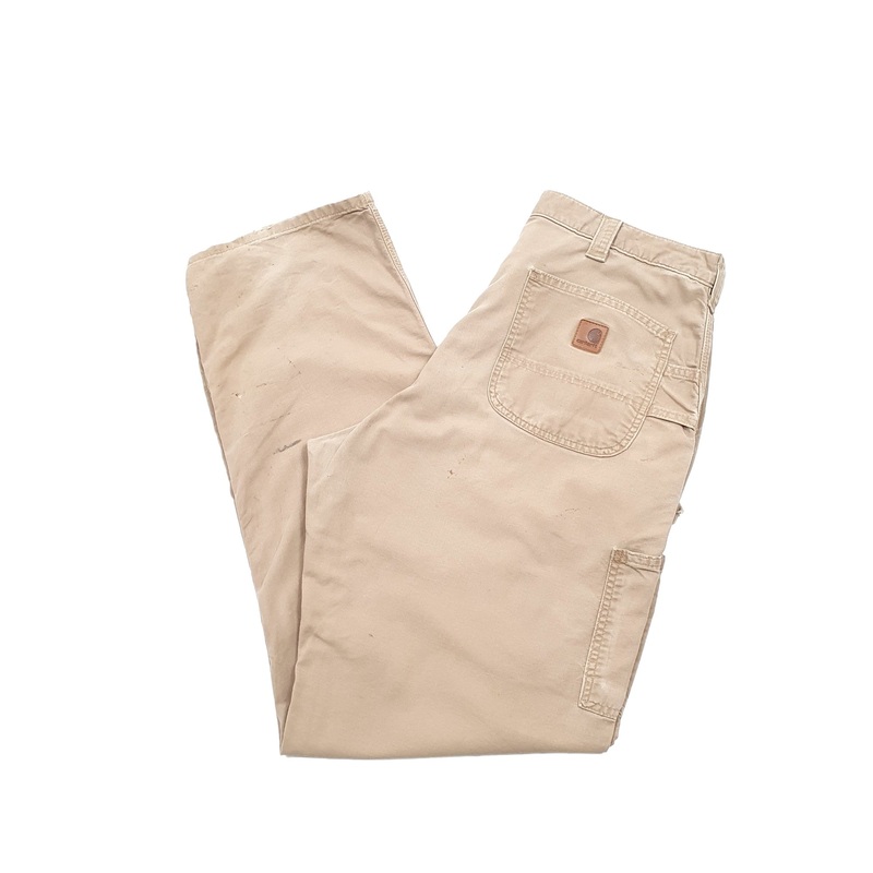 Mens Carhartt Light Weight Beige Carpenter Trousers W36 L33
