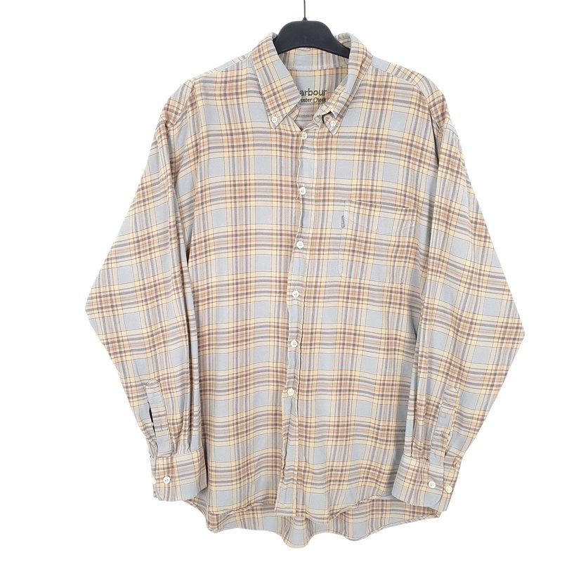 Barbour Winter Check Flannel Overshirt Long Sleeve Regular Fit Check Cotton Shirt Mens L